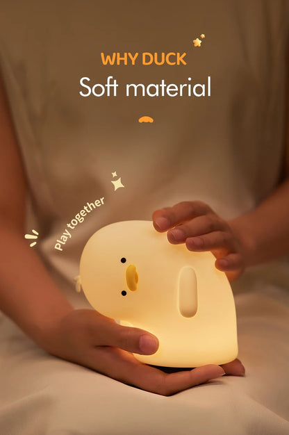 Cute Duck LED Night Light USB Rechargeable Nightlights Silicone Lamp Touch Soft Mood Light Child Kid Gift Bedroom Decor
