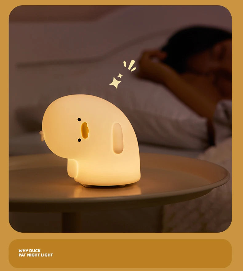 Cute Duck LED Night Light USB Rechargeable Nightlights Silicone Lamp Touch Soft Mood Light Child Kid Gift Bedroom Decor
