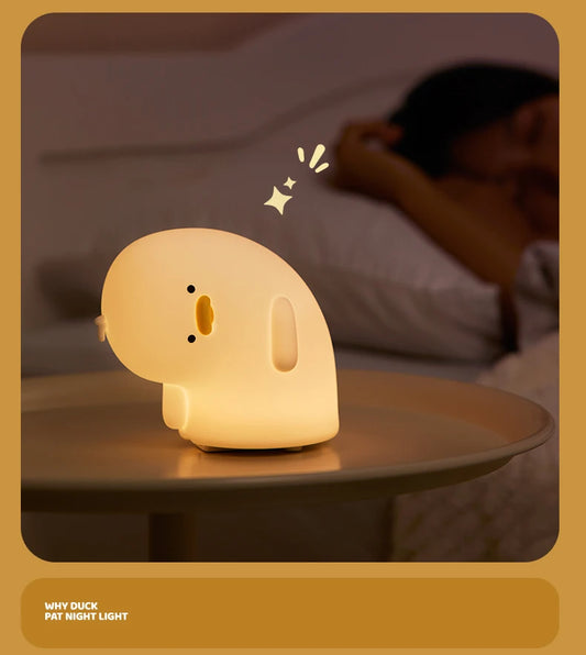 Cute Duck LED Night Light USB Rechargeable Nightlights Silicone Lamp Touch Soft Mood Light Child Kid Gift Bedroom Decor