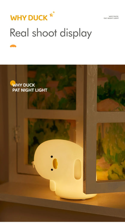 Cute Duck LED Night Light USB Rechargeable Nightlights Silicone Lamp Touch Soft Mood Light Child Kid Gift Bedroom Decor