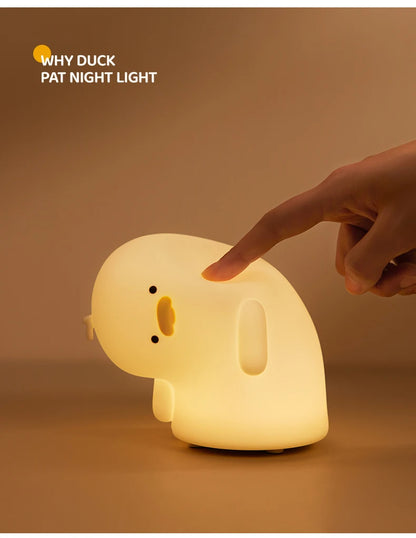 Cute Duck LED Night Light USB Rechargeable Nightlights Silicone Lamp Touch Soft Mood Light Child Kid Gift Bedroom Decor